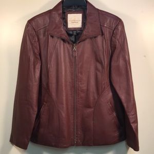 Covington burgundy leather jacket XL like new and only worn twice.